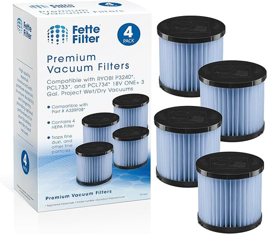 Fette Filter - Fette Filter - A32RF08 Fine Dust Replacement Filter Compatible With RYOBI 18V ONE+ P3240, PCL733, and PCL734 Compare to Part # A32RF08. Pack of 4