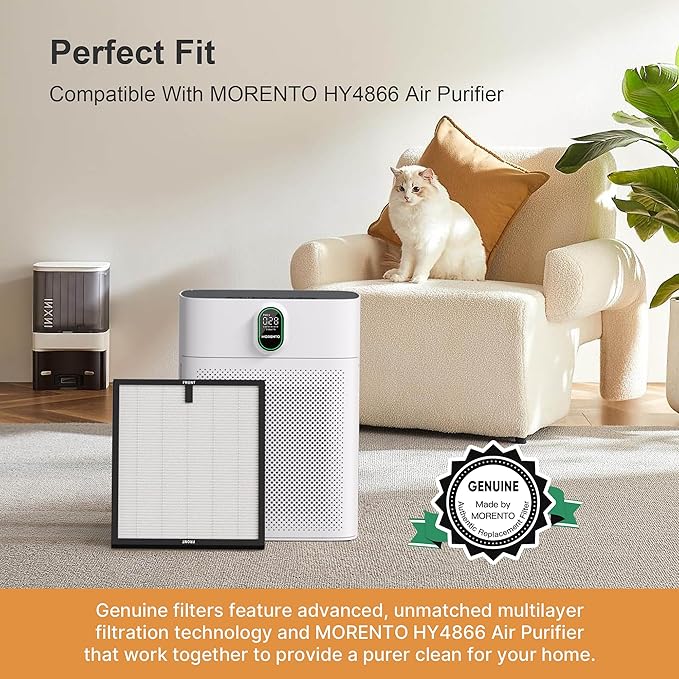 MORENTO 2 Pack HY4866 Genuine Air Purifier Replacement Filter for HY4866 Air Purifier, Original Version