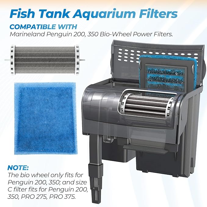 ANTOBLE Bio Wheel Power Filter Cartridge Rite-Size C Fish Tank Aquarium Filters Compatible with Marineland Penguin 200 350 Bio-Wheel Power Filters