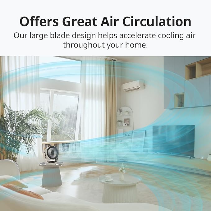 SwitchBot Smart Desk Fan for Bedroom, 22dB Ultra Quiet, 90° Oscillation, Battery Operated, 9 Speeds, 9H Timer, Alexa/Google/Siri Compatible (Hub Required), Portable Air Circulator for Indoor & Outdoor