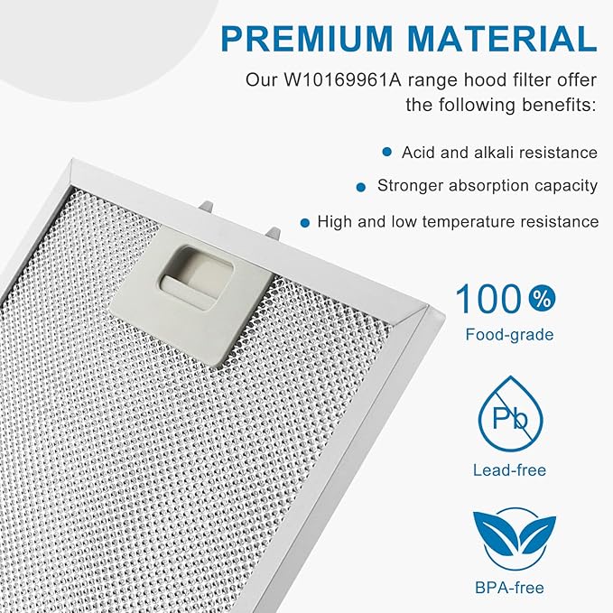 2-Pack W10169961A Hood Vent Grease Filter 10.5" X 12" Microwave Grease Filter With 3-Layer Aluminum Mesh Compatible with Whirlpool, Jenn.Air Range Hoods Replaces W10875058 W11245983 by AMI PARTS