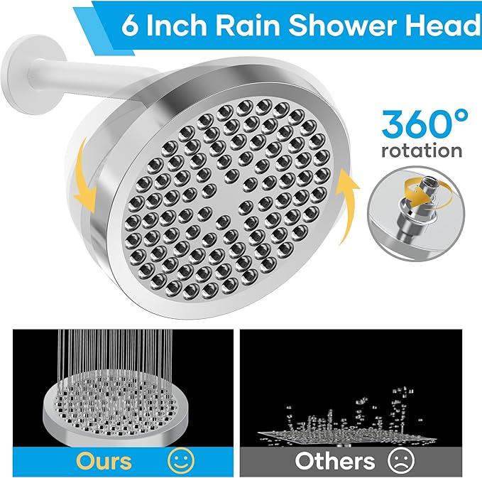 Shower Head with Handheld Spray Combo,High Pressure Dual Double Rain Shower Head with Handheld 10-Mode 78" Hose Chrome