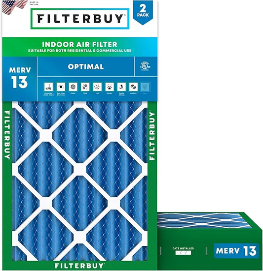 Filterbuy 10x24x4 Air Filter MERV 13 (MPR 1900) Health Defense Replacement (2-Pack), Electrostatic Pleated HVAC AC Furnace Filters, Made in USA (Actual Size: 9.50 x 23.50 x 3.63)