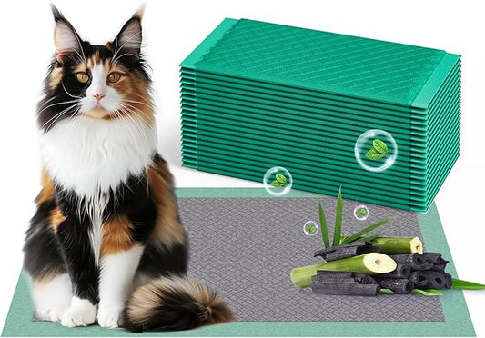 Gardner Pet Cat Pads Refills for Litter Box 20Counts, 16.9"x11.4" Odor Control Unscented Cat Pee Pads, Cat Liiter Pads with Activated Carbon for Breeze Litter System(Green)