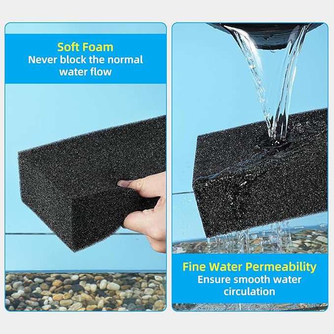 AQUANEAT 2 Pack Aquarium Bio Sponge Filter Media Pad Cut-to-Size Open Cell Foam Sheet for Fish Tank Sump (7.5" x 4.7" x 2.75")