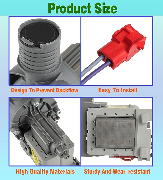 (Upgraded) WH11X34742 Washer Pump Assembly Fit for Frigidaire 11001011000071 5304511363 FFTW4120SW Washing Machine Drain Pump Motor