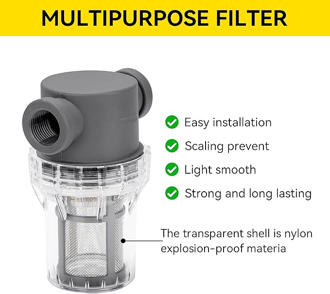 1/2'' Female NPT in-Line Strainer - Garden Hose Filter for High Pressure Washer, Sediment Filter with 30 Mesh Stainless Steel Screen (1/2'' 30 Mesh)