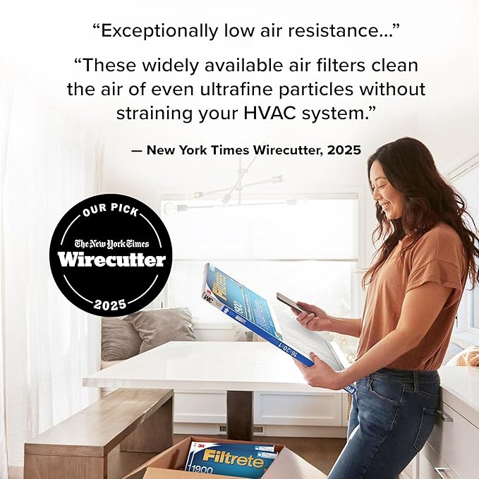 Filtrete 20x30x1 AC Furnace Air Filter, MERV 13, MPR 1900, Premium Allergen, Bacteria & Virus Filter, 3-Month Pleated 1-Inch Electrostatic Air Cleaning Filter, 2-Pack (Actual Size 19.81x29.81x0.78 in)