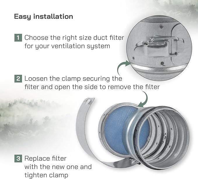 Vent Systems 4" Filter Replacement - Duct Filter - G4 Class Filtration Purifier System with Steel Mesh Screen - Air Vent Filters for Dust Collection/Air Purification - Rigid/Flexible Vent Hose
