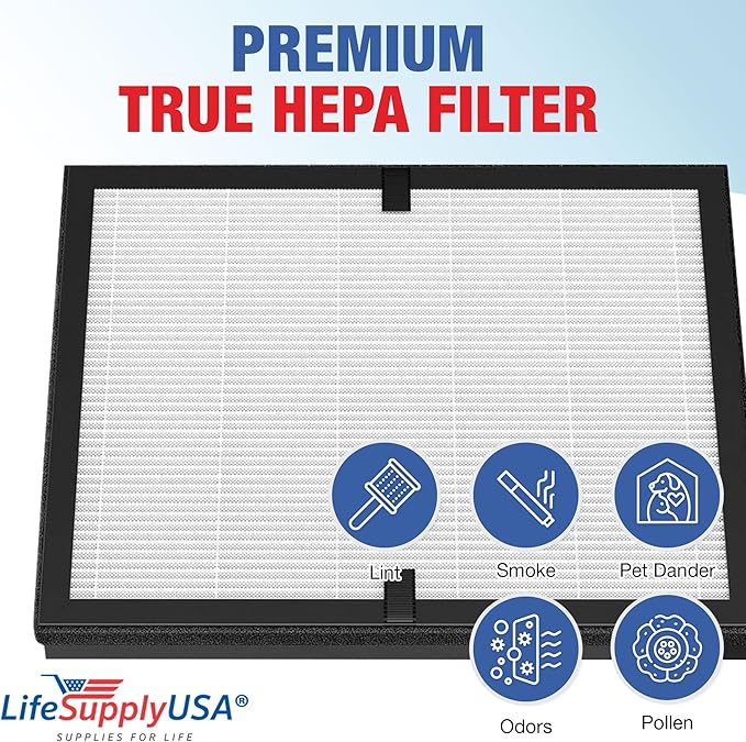 True HEPA Filter 2-Pack Replacement Compatible With Lunino E-200 Air Purifier by LifeSupplyUSA
