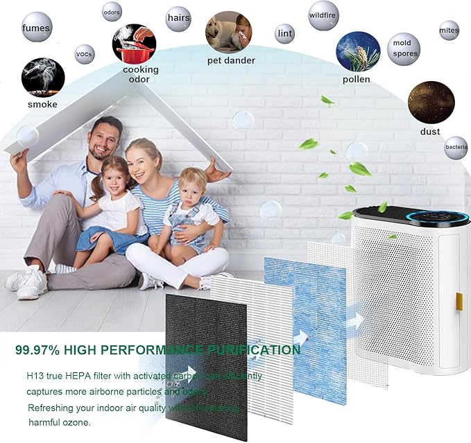 DH-JH04 Replacement HEPA Filter, Compatible with AROEVE MK04 MG04JH Air Purifier Model DH-JH04, Compare to DH-JH04 Replacement Filter, Part No. MK04LX, 2-Pack
