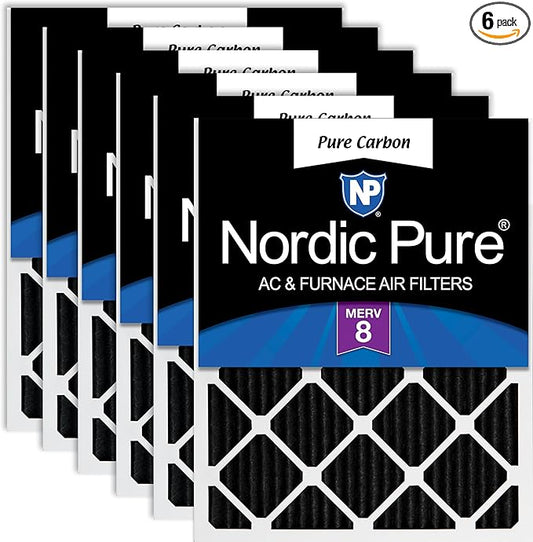 Nordic Pure 18x20x1 (17 1/2 x 19 1/2 x 3/4) Pure Carbon Pleated Odor Reduction Furnace Air Filters 6 Pack