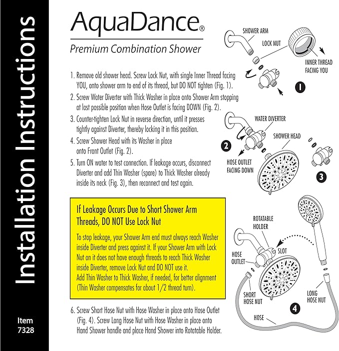 AquaDance 7" Premium High Pressure 3-Way Rainfall Combo with Stainless Steel Hose – Enjoy Luxurious 6-setting Rain Shower Head and Hand Held Shower Separately or Together – Oil Rubbed Bronze Finish