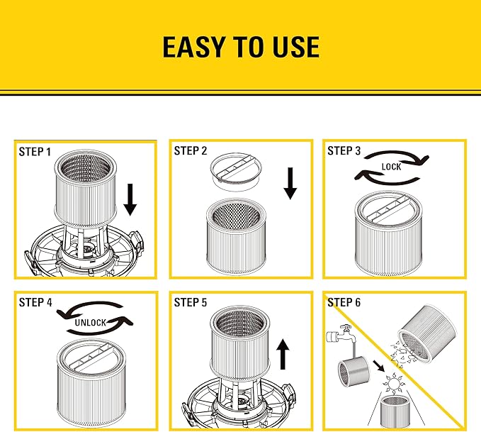 STANLEY Vacuum Filter Replacement 08-2501, Fit for Most 5-18 Gallon Wet Dry Vacuum Cleaner, Compatible with SL18115, SL18115P, SL18116, SL18116P, SL18191P, SL18199P, SL18117, SL18701P-10A, SL18410P-5A