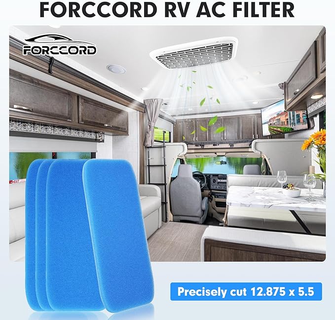 4-PACK RV AC Filter RV Air Filters Replacement for Air Conditioner Vent, Washable AC Filter 12.875 x 5.5 for Camper Vent MERV 6 AC 160g