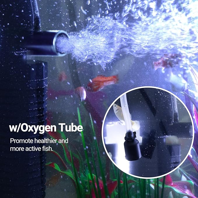 18W Aquarium Internal Filter for 55-120 Gallon Tanks, Power Biochemical Sponge Fish Turtle Tank Filter with Aeration System, Silent Submersible Filters, 264 GPH