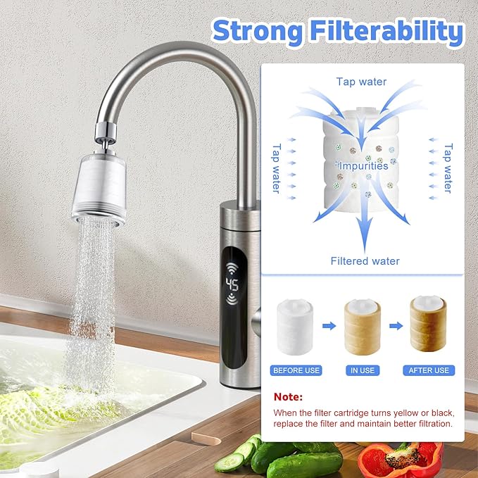 3 Pack Sink Water Filter Faucet, Universal 360 ° Rotating Kitchen Faucet Water Purifier, Bathroom Faucet Filter Removes Chlorine Fluoride Hard Water for Home Kitchen (B-8 Pcs)