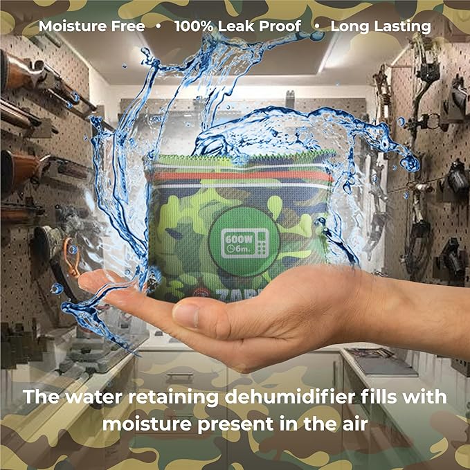 Gun Safe Dehumidifier Camouflage - Rechargeable Desiccant Dehumidifier Bags - Reusable & Absorbs Moisture & Humidity - 4x Pack