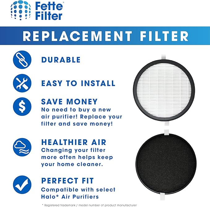 2 Pack of Premium H13 True Hepa Filter Compatible with Pure Enrichment PureZone Halo Air Purifier Model PEAIRDSK Compatible with Sharper Image Personal Air Purifier Item # 207073 207009