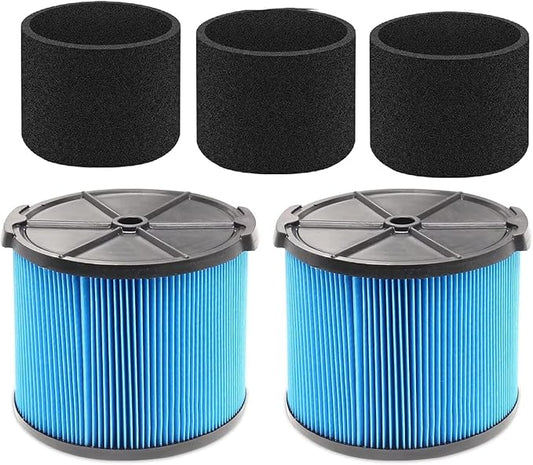 VF3500 Filter Replacement Kit for Ridgid 3–4.5 Gallon Wet/Dry Shop Vacuums WD4050 WD3050 WD4080 WD4522 4000RV 4500RV WD4070 (2 Pack VF3500 Filters 3 Pack 26643 Foam Filter Sleeves)