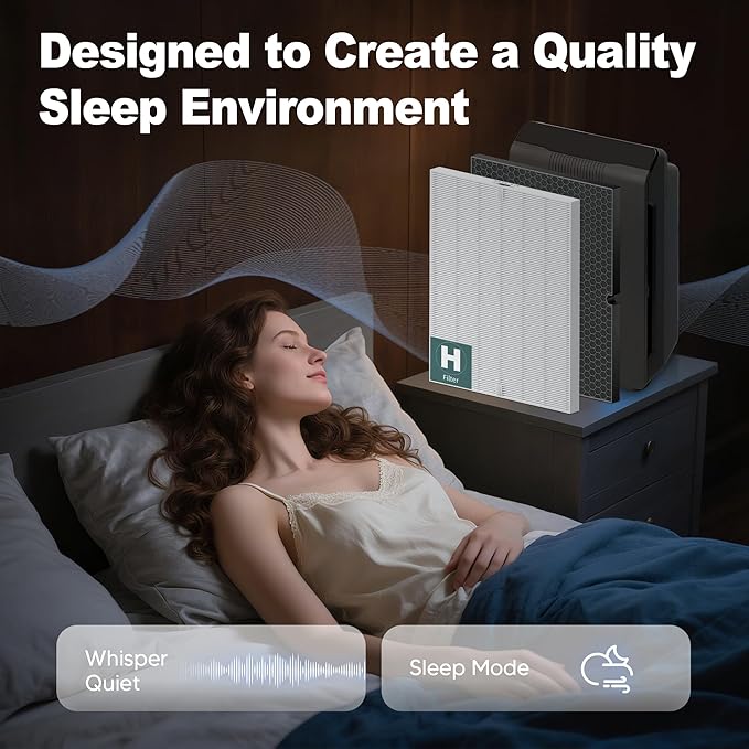 116130 Replacement Filter H for Winix 5500-2 AM80 Plasmawave Air Purifier, True HEPA Filter and Activated Carbon Filter Combo Pack, 1 Set