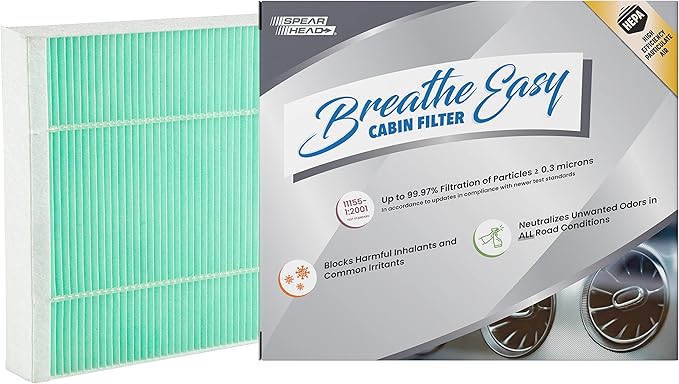 Spearhead HEPA Breathe Easy Cabin Filter, Up to 99.97% Filtration of 0.3 Micron Particles w/No Airflow Reduction (BE-966H)