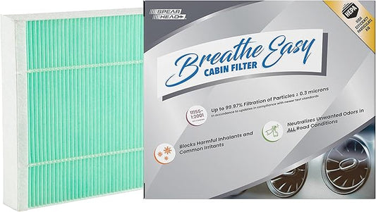 Spearhead HEPA Breathe Easy Cabin Filter, Up to 99.97% Filtration of 0.3 Micron Particles w/No Airflow Reduction (BE-966H)