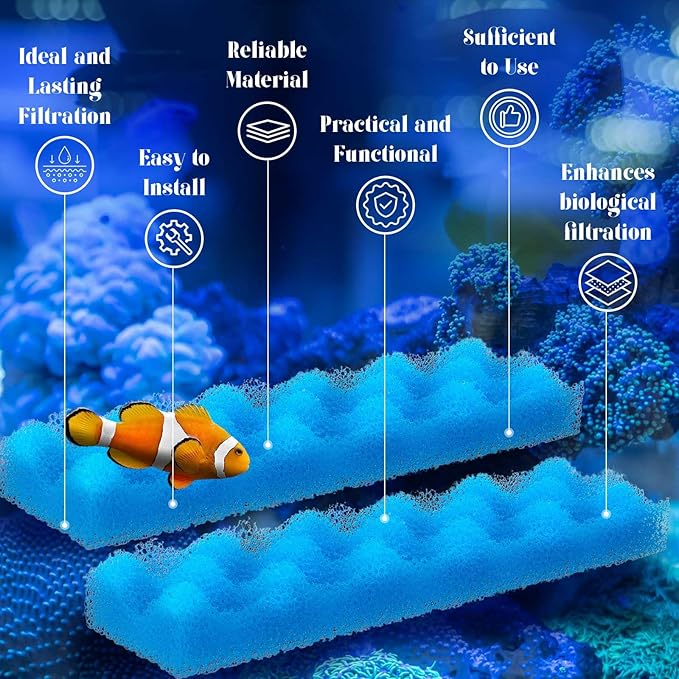 Maxcheck 10 Pcs Bio Sponge Foam Compatible with 406/407 Foam Filters Media Replacement Sponges for Aquarium Filters Fish Tank Accessories, Blue