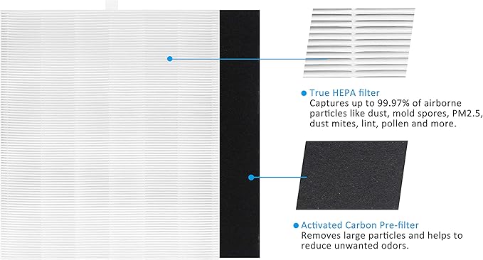 AP-1512HH True HEPA Replacement filter, Compatible with Coway Airmega AP-1512HH, AP-1512HH-FP, AP-1518R, AP-1519P, Item NO #3304899 (2 HEPA Filters + 4 Odor Pre-filters)