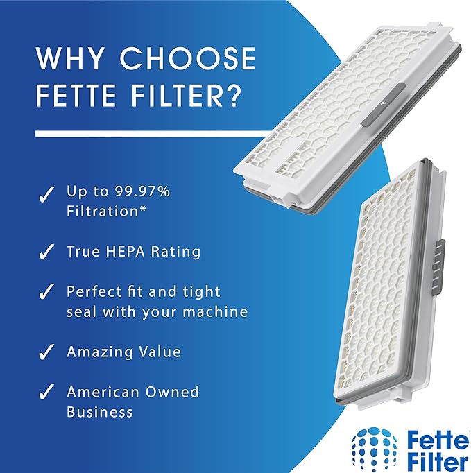 Fette Filter - HEPA Filters Compatible with Miele AirClean SF-HA 50 Filter for Model # S4, S5, S6, S8, S8000, S8999, S6000, S6999, S5000, S5999, S4000, S4999, Complete C2 & C3 (Pack of 6)