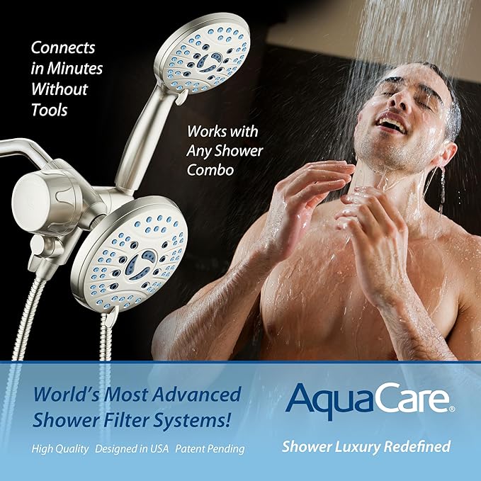 Skin & Hair - World's Most Advanced Shower Filter for Combos with ON/OFF Filtration Modes, Instant Cartridge Reload, Built-in Water Diverter, Stay-Clean Enriched KDF Cartridge/Satin Nickel
