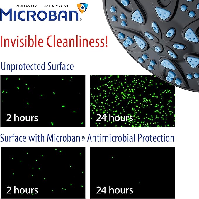 AquaDance Antimicrobial/Anti-Clog High-Pressure 30-setting Dual Head Combination Shower with Microban Nozzle Protection From Growth of Mold, Mildew & Bacteria for a Healthier Shower – Aqua Blue