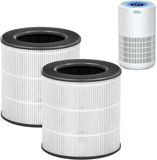 Tailulu 2 Packs D09 Air Purifier Replacement Filter, 3-in-1 True H13 True HEPA Air Cleaner Purifier for Home Large Room Up to 1345 Sq Ft
