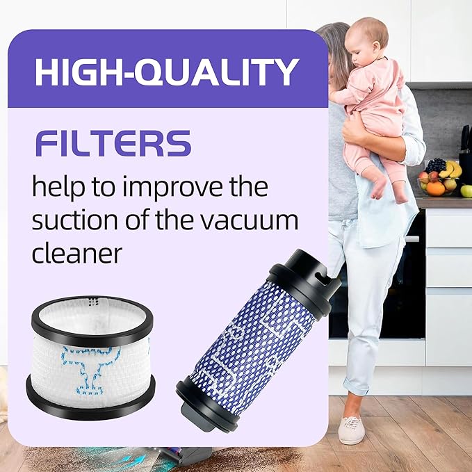 Smilefil Primary Filter and Secondary Filter Replacement Filter Kit Accessories Compatible with Inse N5 S6 S6P S600 Cordless Vacuum Cleaner