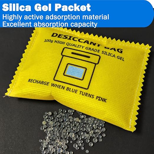 100g Rechargeable Desiccant Silica Gel Beads Pack Lab Desiccants Bag Rechargeable Moisture Absorbing for Storage Bins and Totes(6pack)