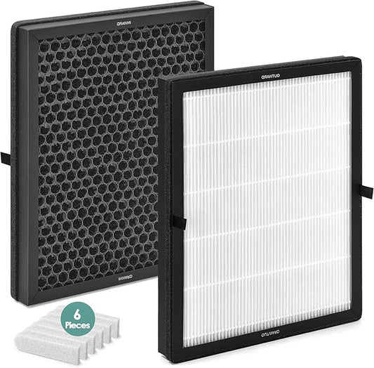 2-Pack E-200 Filter Replacement Kit Compatible with LUNINO Air Purifier Replacement Filter DSHAAPO04FE for LUNINO Air Purifier E-200, 3-in-1 Filtration, 2 High-Efficiency Filter & 6 Aromatherapy Pad