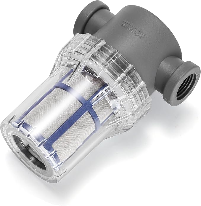 1/2'' Female NPT in-Line Strainer - Garden Hose Filter for High Pressure Washer, Sediment Filter with 100 Mesh Stainless Steel Screen (1/2'' 100 Mesh)