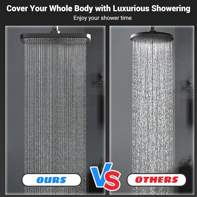 High Pressure Rain Shower Head with Handheld Spray Combo,10 Sprays Handheld Shower Head, Detachable Shower head Built-in Magnetic Docking and Power Jets (Black)