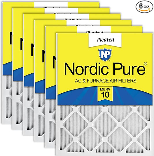 Nordic Pure 18x20x1 (17 1/2 x 19 1/2 x 3/4) Pleated MERV 10 Air Filters 6 Pack