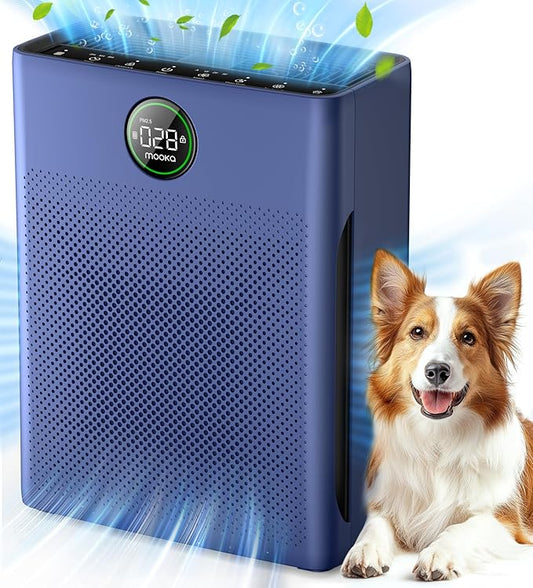 Air Purifiers for Home Large Room up to 2200sq.ft, MOOKA Air purifier for Home Pets with Washable Filter, PM 2.5 Display Air Quality Sensor Air Cleaner for Bedroom, Dorm room, Pets, Office, PR1