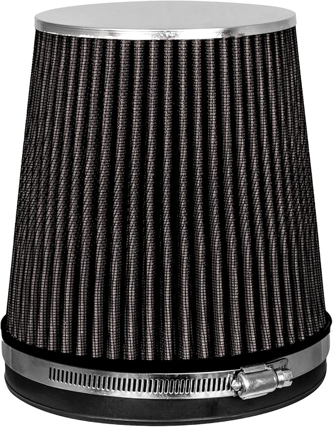 Mortar Aftermarket Auto Air Filter – 6 In Flange ID Car Enthusiast Class Universal Cold Air Intake Gulps in More Air for More Engine Power & Passionate Induction Sound, Length 6 In, Black