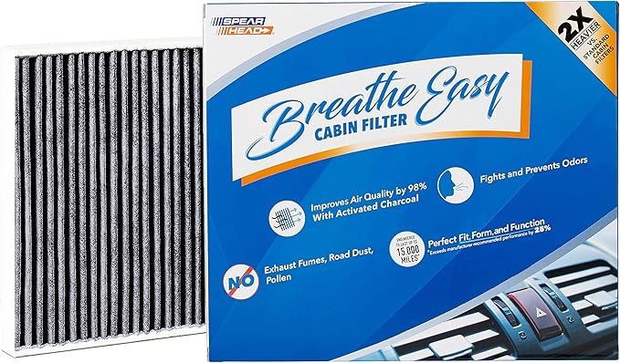 Spearhead Odor Defense Breathe Easy AC & Heater Cabin Filter | Fits 13-18 C-Max, 13-19 Escape, 12-18 Focus, 17-22 GT, 14-23 Transit Connect, 15-19 MKC | 25% Longer Lasting w/Activated Carbon (BE-920)