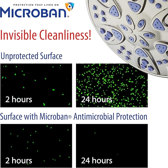 AquaDance Antimicrobial/Anti-Clog High-Pressure 30-setting Dual Head Combination Shower with Nozzle Protection from Growth of Mold, Mildew & Bacteria for a Healthier Shower – Sunset Blue