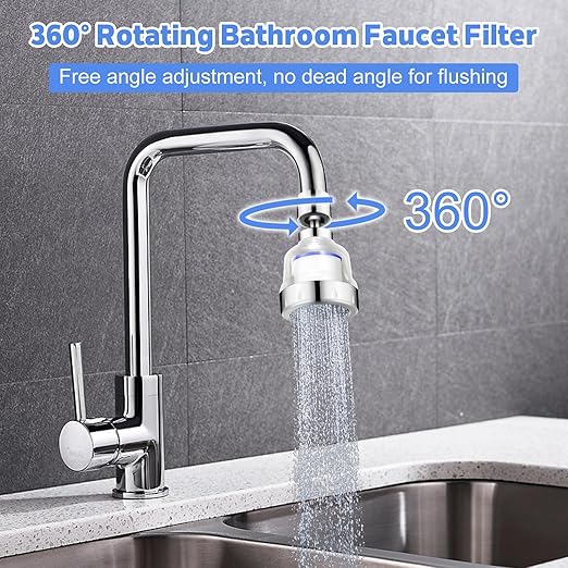 8 PCS Sink Water Filter Faucet Set, Universal 360 ° Rotating Kitchen Faucet Water Purifier, Bathroom Faucet Filter Removes Chlorine Fluoride Hard Water for Home Kitchen & Bathroom