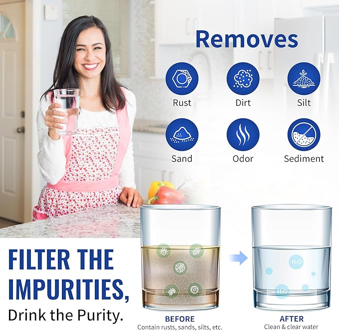 CFS – 5 Micron 10" x 2.5" Sediment Water Filter Cartridges Compatible with Campbell 1SS Models – Removes Bad Taste and Odor – Whole House Replacement Filter Cartridge – 5 Pack