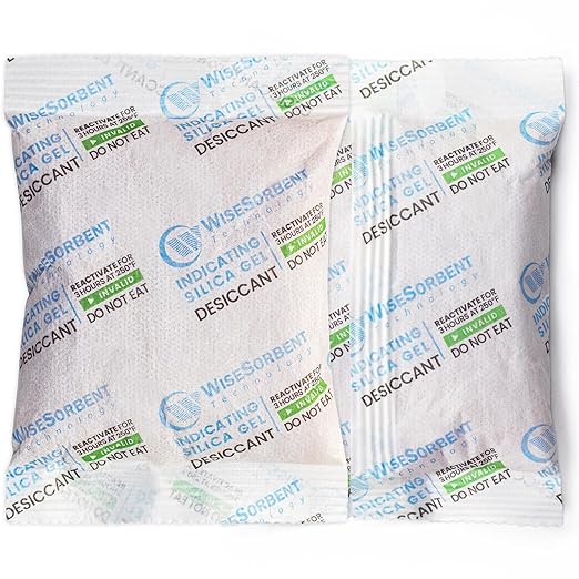 12 Packs 100 Gram Rechargeable Desiccant Packs, Indicating Silica Gel Packets, Moisture Absorbers for Storage, Gun Safe Dehumidifiers