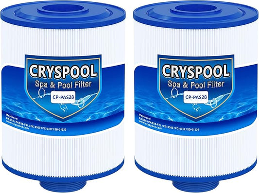 Cryspool® PAS28 Filter Compatible with PAS28, PAS28-F2L, PAS28-F2L-B12, X29-PAS28-F2L, 06-0052-12, 06-0055-12, FC-0309, FC-0312, SD-01330, Spa Filter Cartridge, 2 Pack