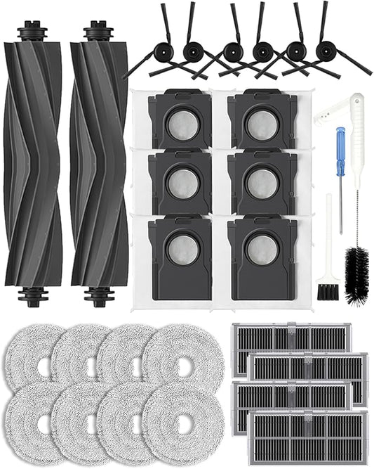 Yivy Accessories Replacement Part for Dreame X40 Ultra/ L40 Ultra /X40 Master/Mova P50 Pro Ultra/Mova P10 Pro Ultra Robot Vacuum Cleaner, 2 Main Brush, 4 Carbon HEPA Filters,6 Side Brushes-29 pcs