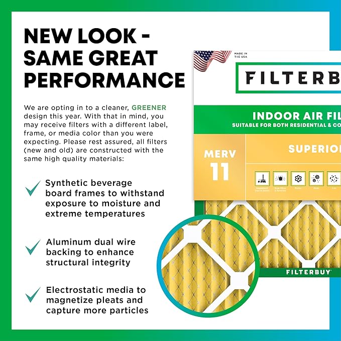 Filterbuy 10x10x2 Air Filter MERV 11 (MPR 1200) Allergen Defense Replacement (6-Pack), Electrostatic Pleated HVAC AC Furnace Filters, Made in USA (Actual Size: 9.50 x 9.50 x 1.75)
