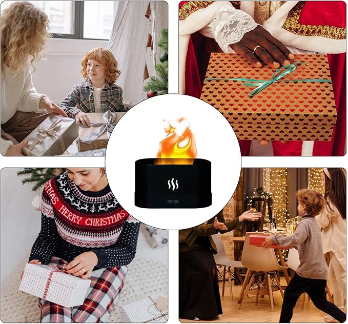 ZWMBYN Flame Air Diffuser Aromatherapy Air Humidifier, 180ml Cool Mist Mini Humidifier Desktop Air Aroma Diffuser, Auto-Off Safety Switch Noiseless Aroma Diffuser for Home Office